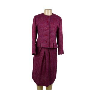 Jim Baldwin Womens Red Wool Skirt Suit Tweed Texture USA Vintage Size 8